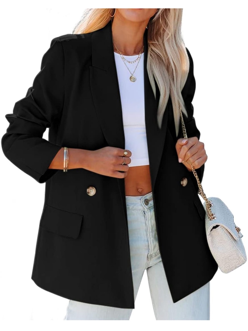 NWOT classic Black Double-Breasted Women's Blazer Jacket